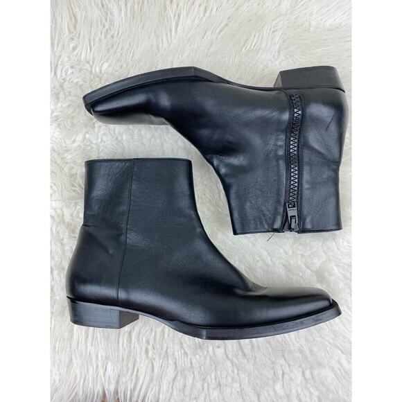 Frame Le Maddox Women's 38 EU 7.5 US Black Leather Square Toe Ankle Booties - Picture 9 of 13